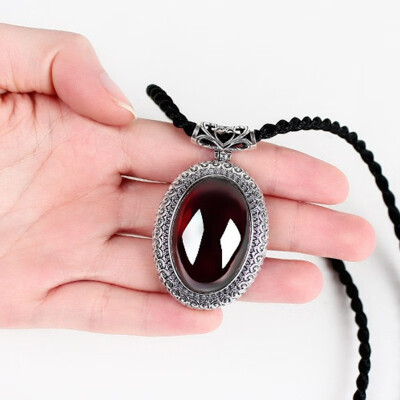 

Pendant long pendant female accessories sweater chain green topaz garnet gem 925 silver