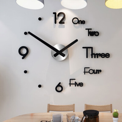 

Large Wall Clock Modern Design 3D Wall Sticker Clock Silent Home Decor