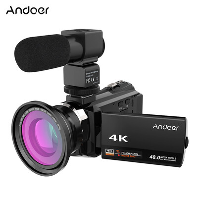 

Andoer 4K 1080P 48MP WiFi Digital Video Camera Camcorder Recorder with 2pcs Rechargeable Batteries 039X Wide Angle Macro Lens