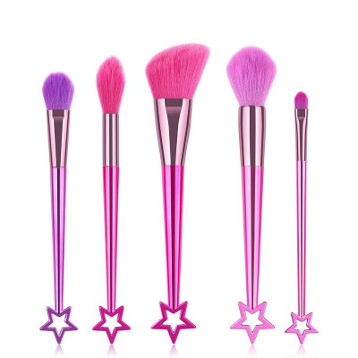 

King Love Star Pentagram Makeup Brushes 5pcs Cosmetic makeup brush tools Rainbow hair five-pointed star handle makeup brushes