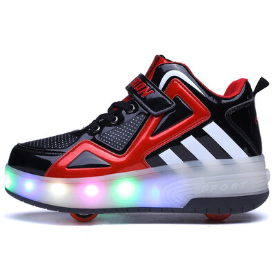 

NEW 2018 Children Wheel Shoes With LED Lighted Breathable Fashion Boy & Girls Roller Sneakers SPORT CASUAL For Kids