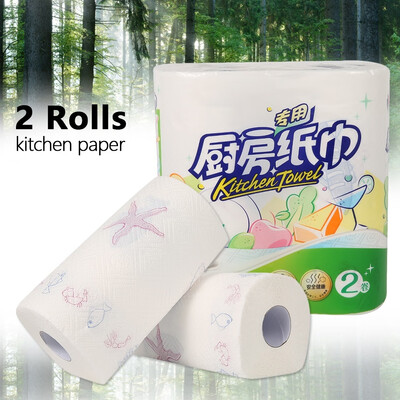 

2 Rolls Household Kitchen Paper Towel Roll 75 knots Oil-Absorbing Disposable