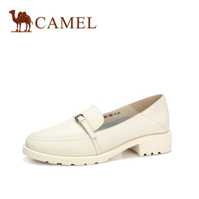 

Camel CAMEL ladies retro modern leather word buckle with a set of feet shoes A91896604 rice apricot 39