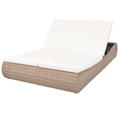 

2-Person Sunlounger Poly Rattan GrayBeige