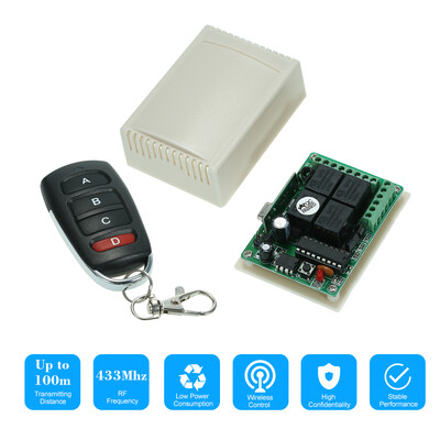 

433Mhz DC 12V 4CH Universal 10A Relay Wireless Remote Control Switch Receiver Module&5PCS 4 Key RF 433 Mhz Transmitter Remote