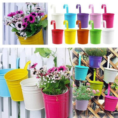 

10 Colors Unique Design Iron Hanging Flower Pots Garden Plant Hanging Barrels Pastoral Balcony Decor