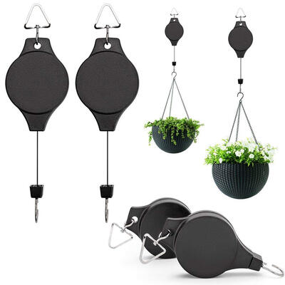 

UpperX 4Pcs Plant Pulley Hanging Basket Hooks Retractable Pulley Plant Hanger Hanging Flower Basket Hook Hanger Hanging Ferns