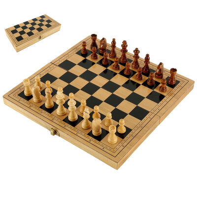 

Chess Set 12" x 12" Folding Wooden Chess Set with Magnetic Crafted Chess Pieces With Carry Bag