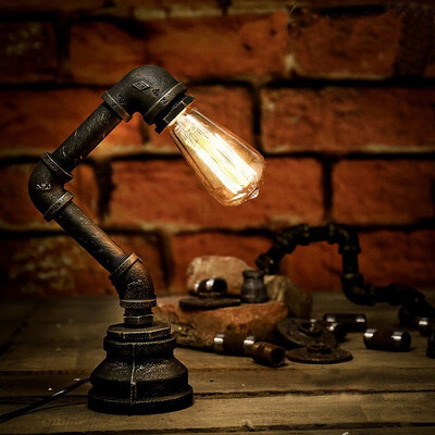 

Baycheer HL409258 Simple 1 Light Pipe LED Desk Lamp in Antique Iron Finish