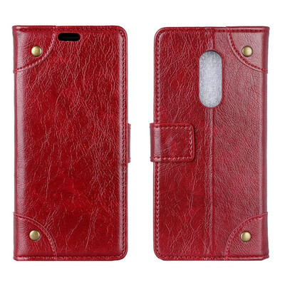 

MOONCASE Vodafone Smart N9 Copper Buckle Napa Leather Case - Wine Red