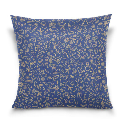 

ALAZA Throw Pillow Cover 16 X 16 inch Christmas Gift Cushion Cover with Doodle Pattern Printed Pillowcase