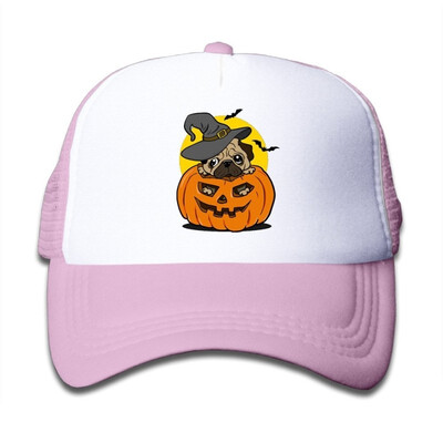 

Halloween Pug Dog Snapback Hat Adjustable Mesh Cap For Boy & Girl
