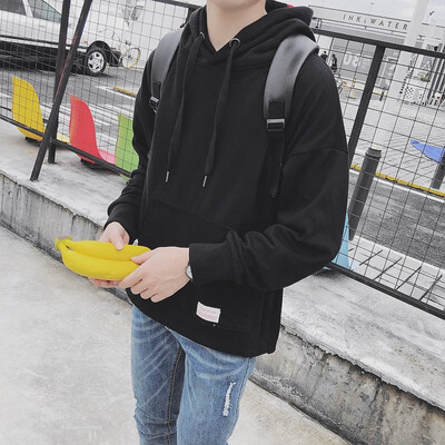 

Autumn new mens round neck long-sleeved T-shirt trend embroidery black sweater mens printing mens clothing