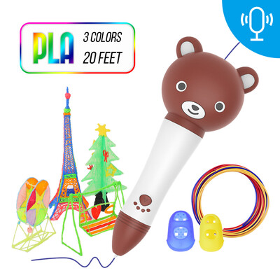 

3D Pen with PLA Filament Refills Voice Prompts 3D Printing Drawing Pen Extruding Speed Control Perfect Gift for Kids Adults DIY Ar