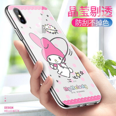 

Hello Kitty iPhone8 plus7Plus Mobile Shell Apple 8plus Cartoon Cover All Inclusive Transparent Silicone Anti-fall Soft Shell Happy Katie