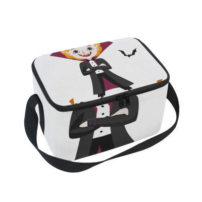 

ALAZA Lunch Box Insulated Lunch Bag Large Cooler Halloween With Cute Vampire Bat Tote Bag