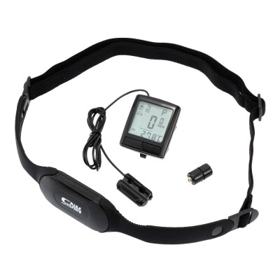 

LCD Bike Bicycle Cycling Computer Odometer Speedometer with Wireless Heart Rate Monitor Tester Chest Strap