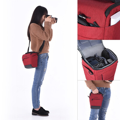 

Andoer Portable DSLR Camera Shoulder Bag Sleek Polyester Camera Case for 1 Camera 1 Lens&Small Accessories for Canon Nikon Son