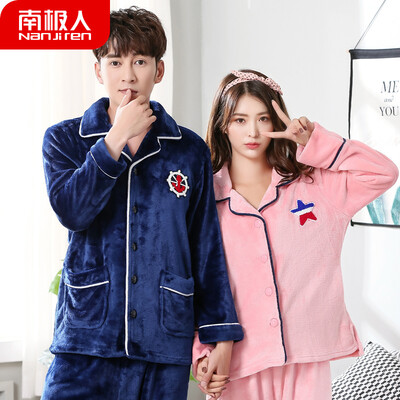 

Antarctic pajamas men winter flannel lovers pajamas women winter warm coral velvet thickening autumn mens home service winter suit NAS5X21022-21 female pink five-star XXL