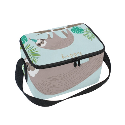 

ALAZA Lunch Box Insulated Lunch Bag Large Cooler Happy Birthday Sloth Tote Bag