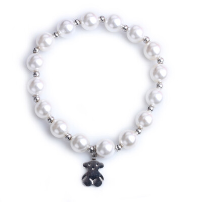 

Little Bear Artificial Pearls Bracelet 316L Titanium Steel Trendy Females Jewelry Decorations