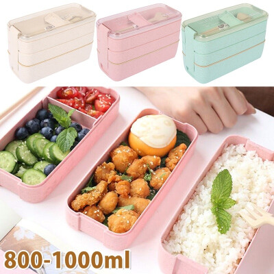 

Healthy Material 3 Layer Lunch Box Wheat Straw Bento Boxes Microwave Dinnerware Food Storage Container