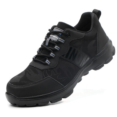

Old butler labor insurance shoes for men&women lightweight steel toe caps anti-smashing oil-resistant acid&alkali work safety breathable EVA sole shock absorption anti-skid comfortable wear 901 black 43