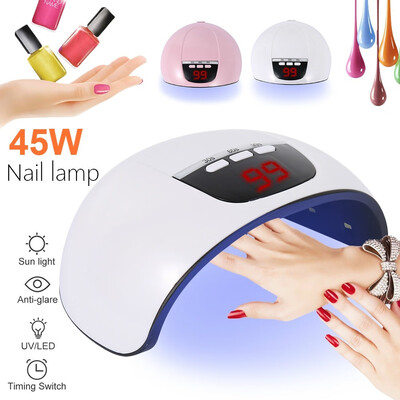 

45W Smart Sensor 15m LED UV Sunlight Nail Dryer Lamp Gel Polish Curing Timing Manicure Machine USB 3 Timers