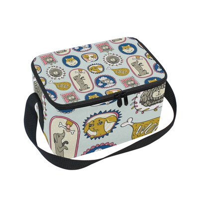 

ALAZA Insulated Lunch Box Dogs Background Lunch Bag for Men Women Portable Tote Bag Cooler Bag