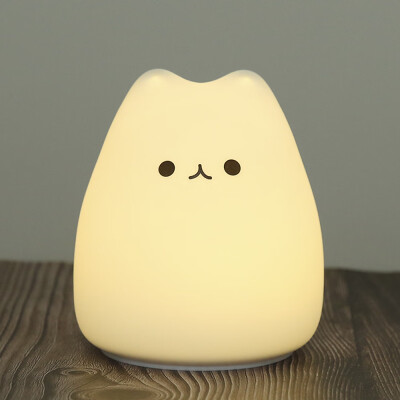 

Willstar Silicone Cat LED Touch Sensor Night LightWithout Batteries Cute Bedroom Lamp 7 Colors Xmas Gift