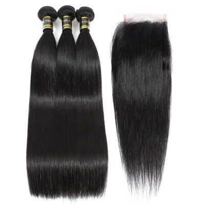 

Amazing Star Straight Hair with Closure Brazilian Virgin Hair Bundles with Closure Brazlian Human Hair with Closure Free Part