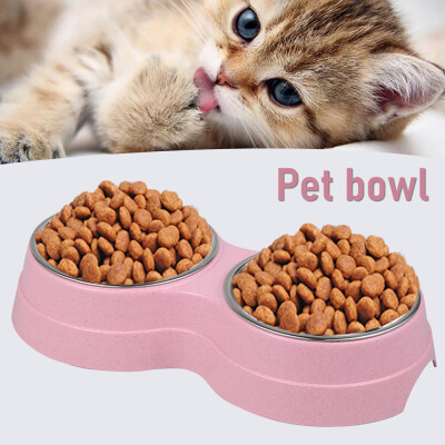 

Willstar 1Pcs2 bowls Pet Feeding Double Bowl Dog Cat Station Stainless Steel Water Food Bowls Feeder