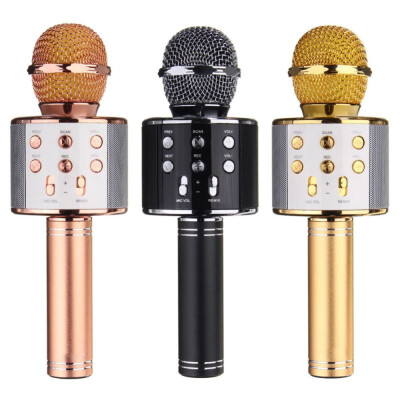 

WS-858 Wireless Bluetooth Karaoke Handheld Microphone USB KTV Microfone Player Bluetooth Mic Speaker Record Music Microphon