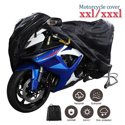 

XXLXXXL Waterproof&Antidust Full Black Motorcycle Cover 190T Oxford Cloth Material European Size Motorcycle Cover