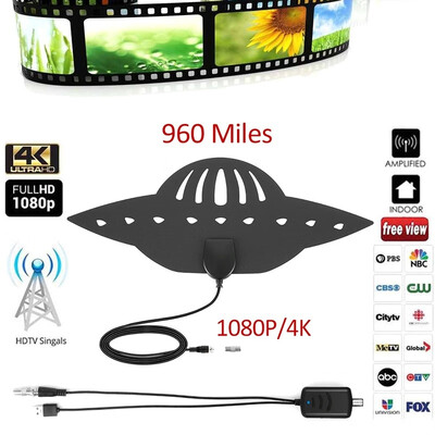 

HD 4K 1080P Digital TV Aerial Indoor Amplified HDTV Antenna Support DVB-T Freeview TV Broadcast Long Range TV Antenna Booster