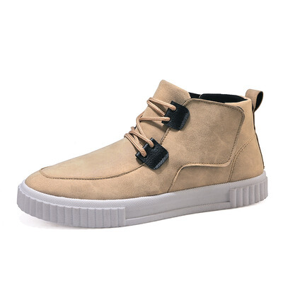 

2018 autumn new trend mens high-top shoes youth solid color casual shoes shock absorption wear mens shoes
