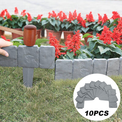 

Willstar Pack of 20 Grey Stone Effect Garden Lawn Grass Edging Plant Flower Bed Border 5m