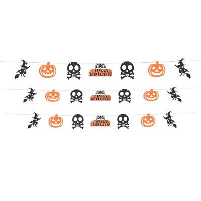 

Happy Halloween Non-Woven Hanging Banner Pumpkin Skull Element Garland 7 Fabrics 35m String Halloween Party Decor Props