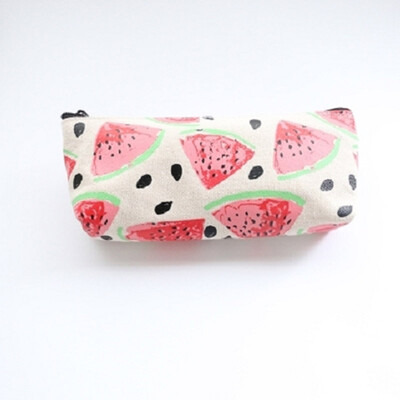 

Mohamm Canvas Zipper Fruit Flamingo Watermelon Korean Pencil Bag Pencil Pouch School Supplies for Girls Stationery