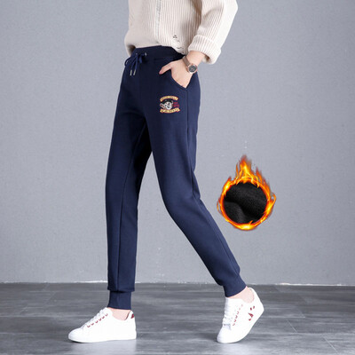 

Langyue womens 2018 autumn&winter new Korean version plus velvet casual pants female students sports pants school pants warm pants large pants pants harem pants LWKX189140 plus velvet blue