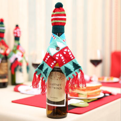 

3 Styles Knitting Cover Christmas Decoration Wine Bottle Cover Insulation Christmas Decorations For Home New Year Decoration