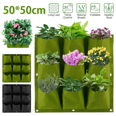 

9 Pockets Wall Hanging Planting Bags Green Plant Grow Planter Vertical Garden Living Bag Garden Supplies