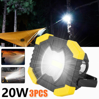 

1pc3pcs Portable Work Light Reflector Camping Tent 20W Light Flashlight USB Solar Rechargeable COB LED Flashlight