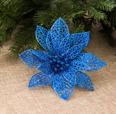 

Willstar 10PCS Christmas Large 15cm Poinsettia Glitter Flower Tree Hanging Party Decoration