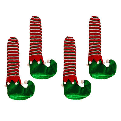 

4Pcs Christmas Chair Decoration Fabric Stripe Elf Table Leg Set Scene Layout Props Red Bottom New