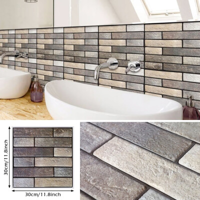 

Willstar 10PCS 3D Waterproof Removable Wall Sticker Tile Brick Self-adhesive Kitchen Bathroom Home Decor DIY30X30cm