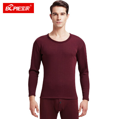 

Baopai BOPIE thermal underwear mens velvet thickening plus velvet winter Slim bottoming thick autumn clothing long pants warm set Bao blue V-neck L