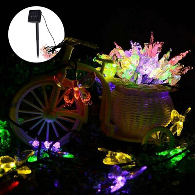 

Willstar 50LED Butterfly Solar Fairy Lights 8 Color 2 Modes Flashing Garden Outdoor Lights Waterproof Sunscreen String Light