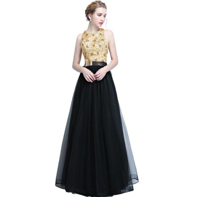 

Evening Dresses 2018 New The Long Elegant Banquet Classic O-neck Beading Embroidery Vintage Party Prom Formal Dresses