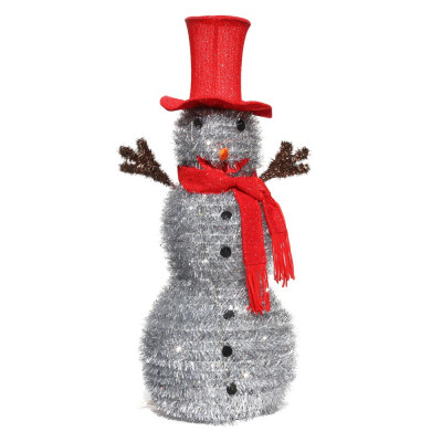 

Easy-Assembly Removable Hands And Scarf Reusable Pop-Up Collapsible Tinsel Christmas Tree Snowman With Hat Artificial Snowman